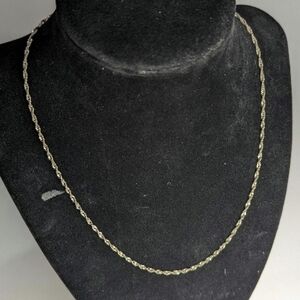 Vintage 925 Sterling Silver Twist Single Rope Chain Tiny Link Dainty Necklace